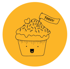 Barabrenda | Sticker cupcake oker 6 stuks