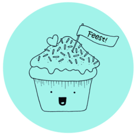 Barabrenda | Sticker cupcake blauw 6 stuks