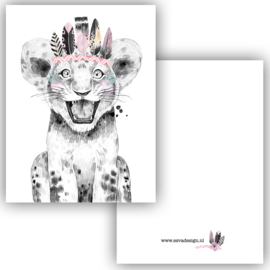 Esva Design | Minikaart Lieve leeuw roze
