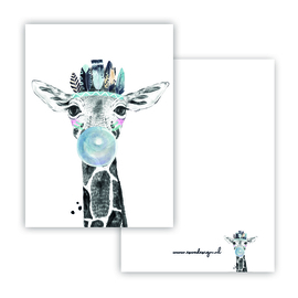 Esva design | Mini kaart Lieve giraf blauw