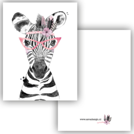 Esva design | Mini kaart Lieve zebra roze