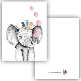 Esva design | Kaart Lieve olifant roze