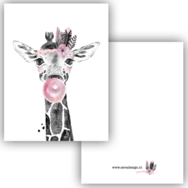 Esva design | Mini kaart Lieve giraf roze