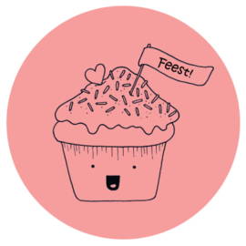 Barabrenda | Sticker cupcake roze 6 stuks
