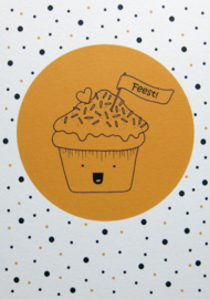 Barabrenda | Uitnodigingen cupcake okergeel