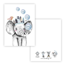 Esva design | Kaart Lieve olifant blauw