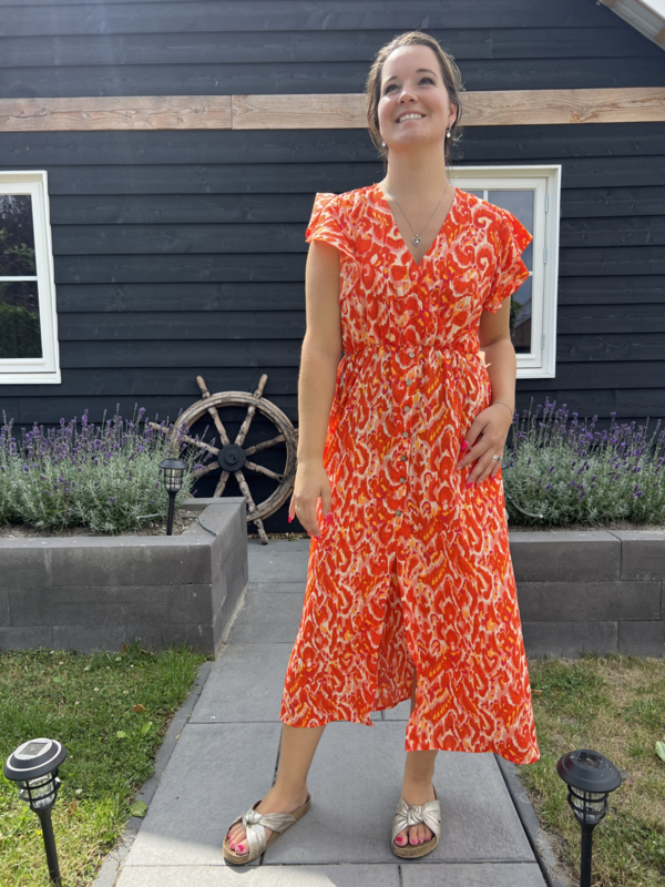 Jurk Knoopjes Oranje Jurken en Tunieken My Sweet Lifestyle