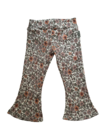 Flared ‘Rib Bloemen Khaki Perzik’