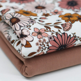 Tricot Bloemen Roze Cognac
