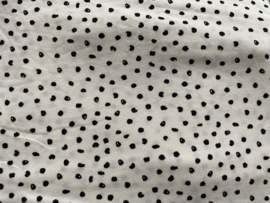 Tricot Off white mini Dots zwart