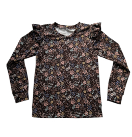 Shirt ‘Donkerbruin Bloemetjes’