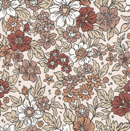 Tricot bloemen bruin