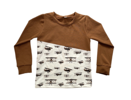 Shirt ‘Vliegtuigen Bruin’