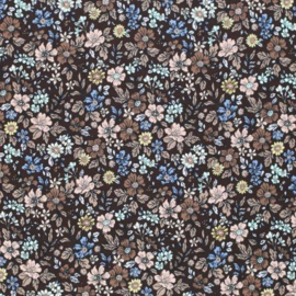 Tricot Donkerbruin Bloemetjes