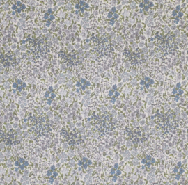 Ribtricot bloemetjes blauw/army