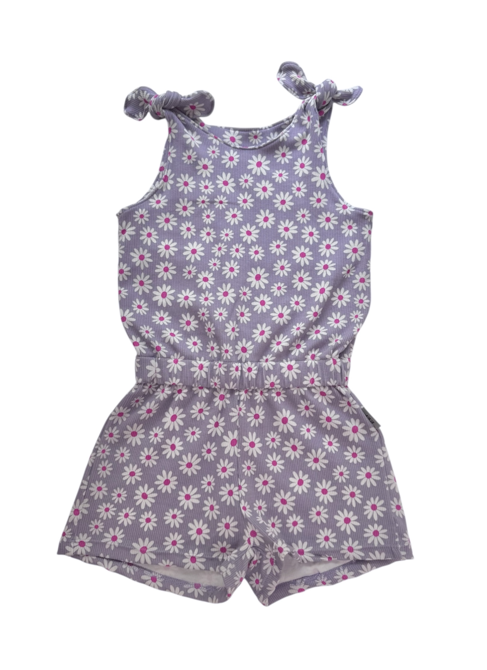 Meisjes Jumpsuit ‘Ribtricot Lila Bloemen’