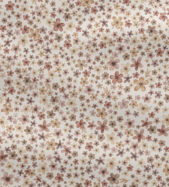 Ribtricot bloemetjes beige aquarel