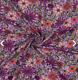 Tricot bloemetjes paars