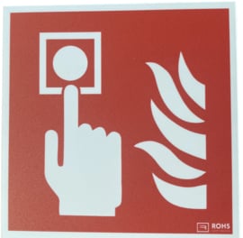 Pictogram brandmelder met vlam 15cm x 15 cm