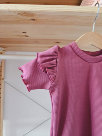 Ruffle top - rib framboos