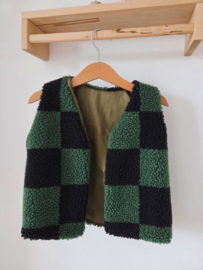 Teddy gilet groen vakken