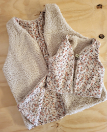 Teddy gilet beige & bloem