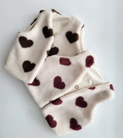 Teddy gilet hartjes bruin