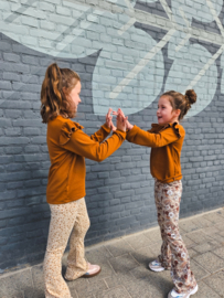 Longsleeve pointelle cognac bruin