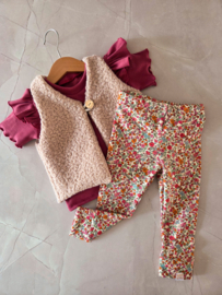 Ruffle top - rib framboos