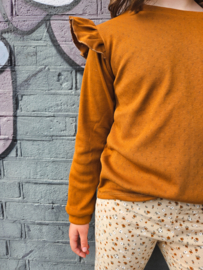 Longsleeve pointelle cognac bruin