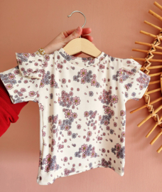 Ruffle top - bloem roze & blauw