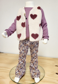 Teddy gilet hartjes bordeauxrood