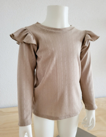 Longsleeve pointelle donker beige