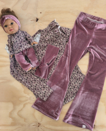Voordeelset: pop & kind kledingset velvet roze