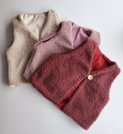 Teddy gilet donker roze