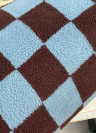 Teddy gilet blauw/bruin vlakken
