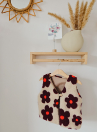 Teddy gilet bordeaux bloemen