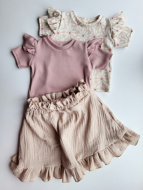 Ruffle top - rib oud roze