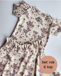 Combi deal: Top & rok - bloem roze & blauw