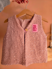 Teddy gilet oud roze pailletten