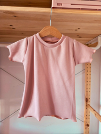 Ruffle top - rib nude roze