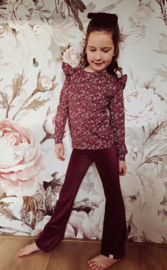 Broekje - rib fluweel burgundy