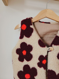 Teddy gilet bordeaux bloemen