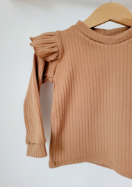 Longsleeve brede rib bruin