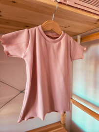 Ruffle top - rib nude roze