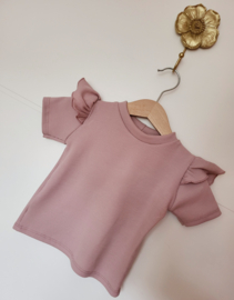 Ruffle top - rib oud roze