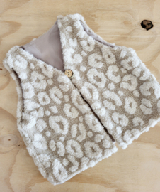 Leopard teddy gilet beige