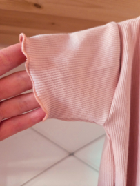 Ruffle top - rib nude roze