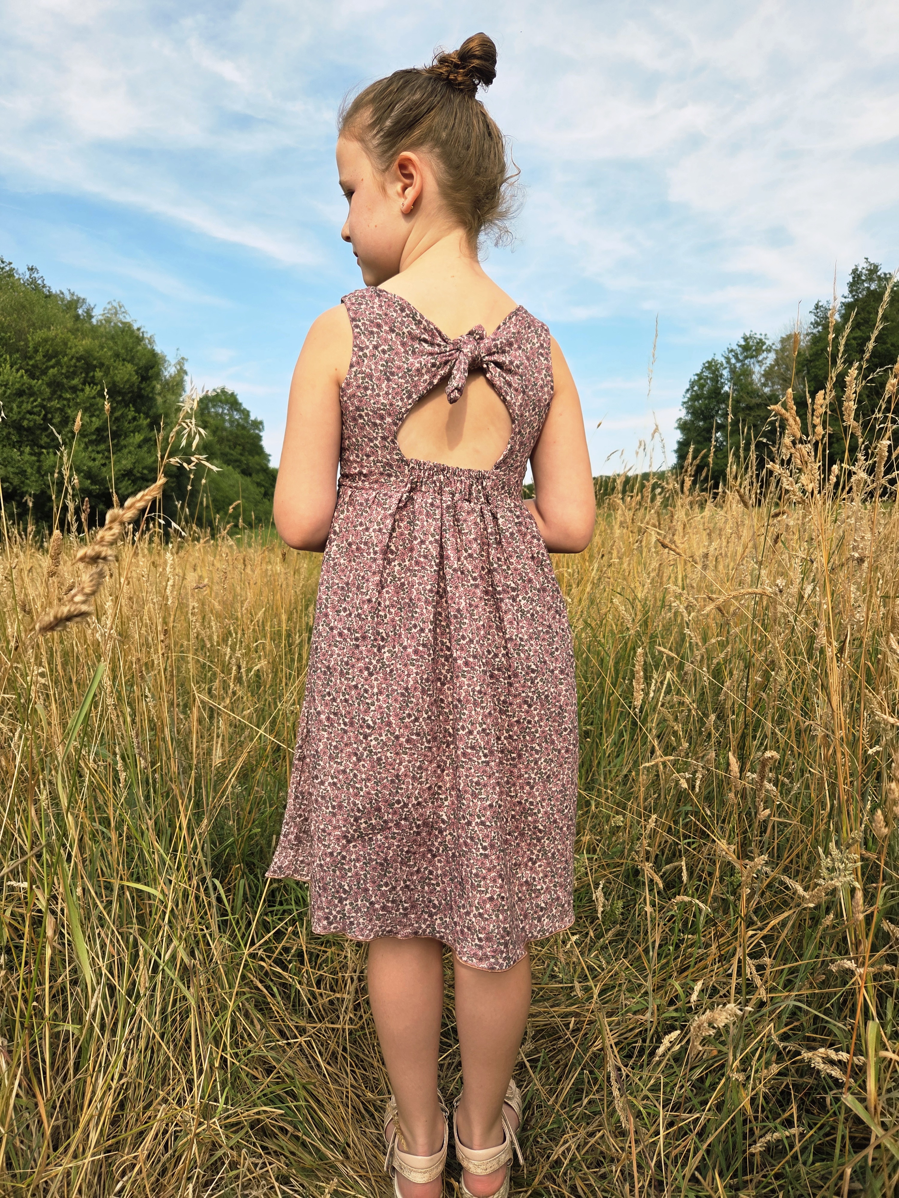 Strikjurk - roze bloemetjes