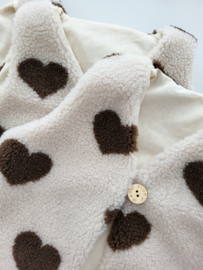 Teddy gilet hartjes bruin